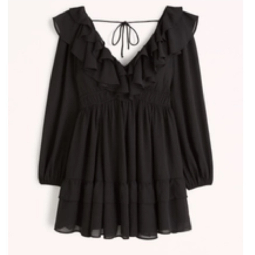 Abercrombie And Fitch Black Ruffle Mini Dress NEW Size MT